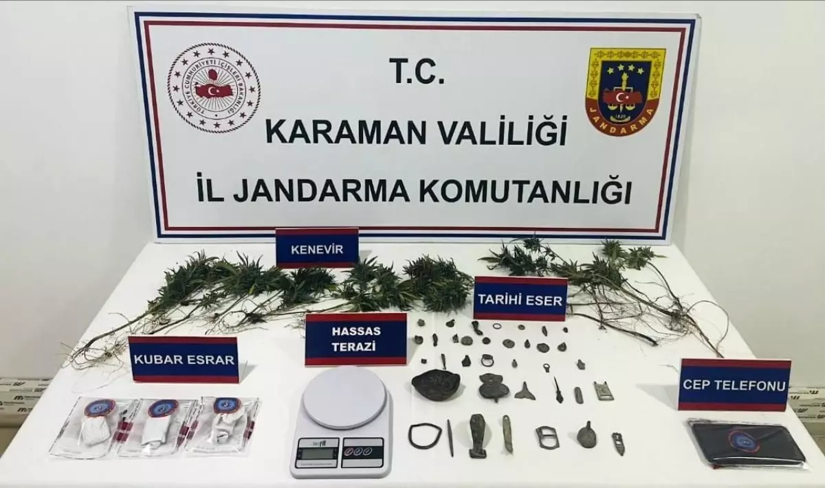 Karaman’da Tarihi Eser ve Uyuşturucu Operasyonu